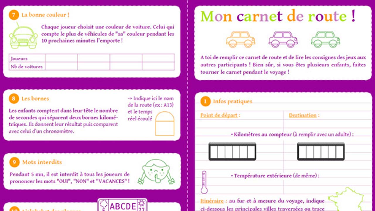 Carnet de voyage gratuit à imprimer pour les enfants