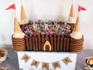 Gâteau au chocolat en forme de château