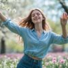 Jeune femme dans un champ de fleurs. Image par Gerd Altmann de Pixabay